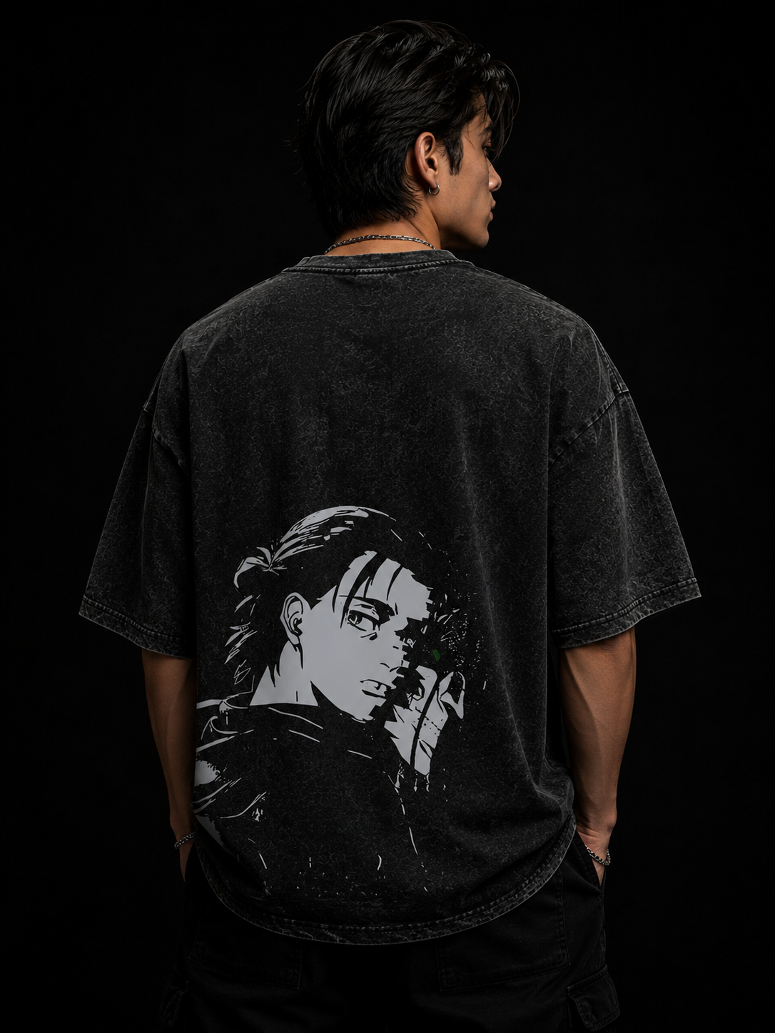 Eren Yeager Attack on Titan Vintage Washed T-Shirt Anime Streetwear Tee