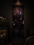 1pc Framed Demon Wall Art with Glowing Eyes - Modern Manga Canvas Poster
