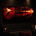 3pcs Wooden Framed Canvas Wall Art - Japanese Anime Ryomen Sukuna Vibrant Retro Abstract Art