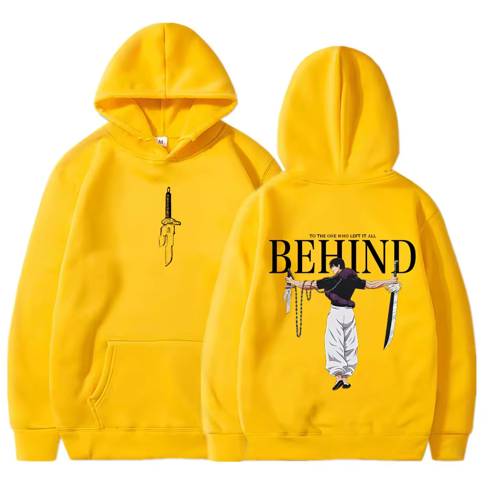 Anime Zoro Inspired Black Hoodie – Behind Graphic Sword Streetwear Pullover