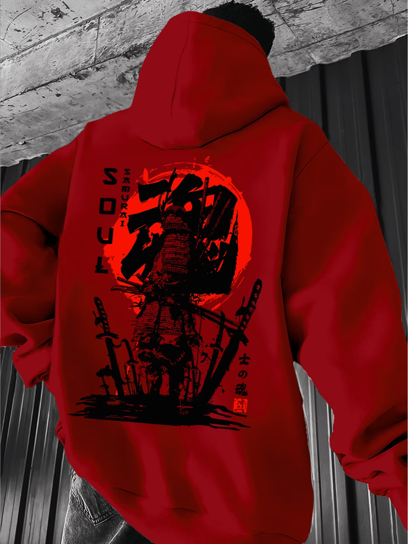 Samurai Warrior Hoodie | Japanese Sun Graphic Streetwear Pullover