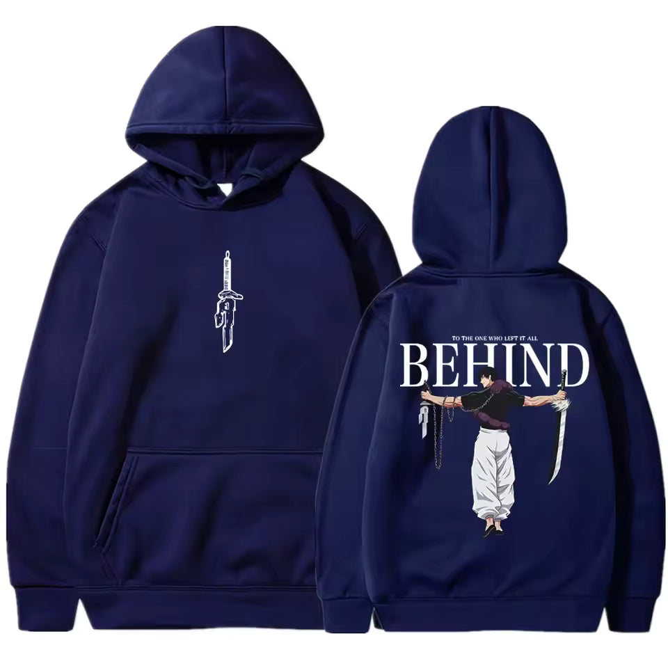 Anime Zoro Inspired Black Hoodie – Behind Graphic Sword Streetwear Pullover
