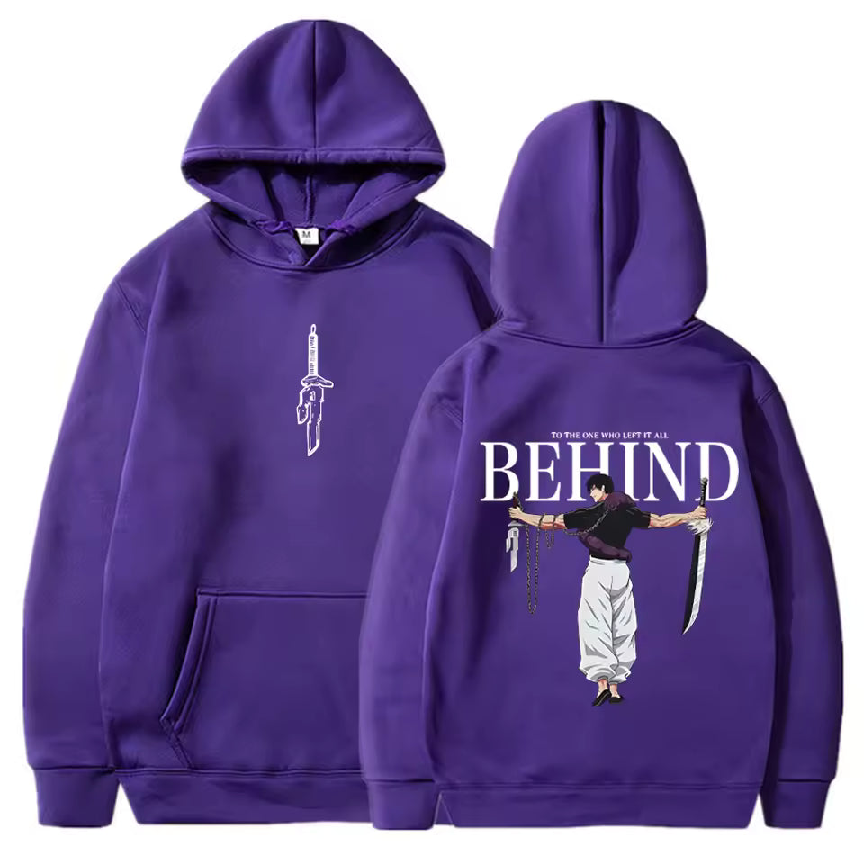 Anime Zoro Inspired Black Hoodie – Behind Graphic Sword Streetwear Pullover