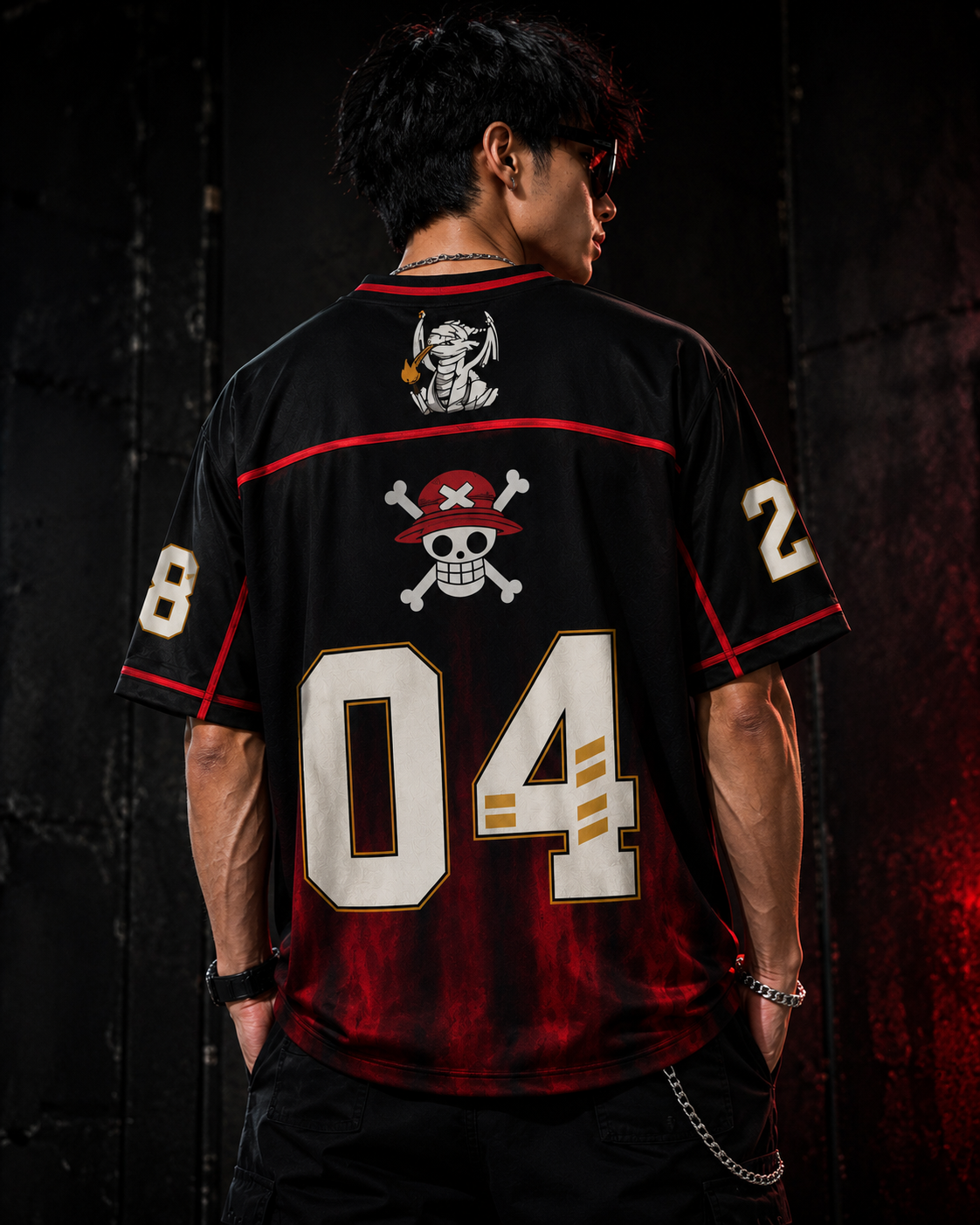 One Piece Luffy 04 Black & Red Anime T-Shirt