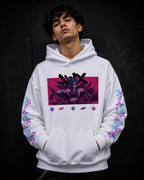 Jinx Anime Hoodie – White Cyberpunk Graphic Hoodie | Anime Streetwear Pullover