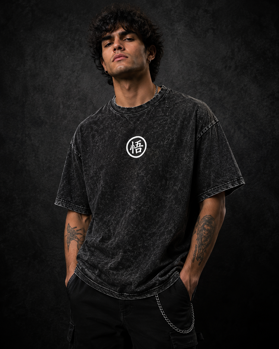 Goku Black Anime Acid Wash Graphic T-Shirt