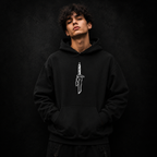 Anime Zoro Inspired Black Hoodie – Behind Graphic Sword Streetwear Pullover