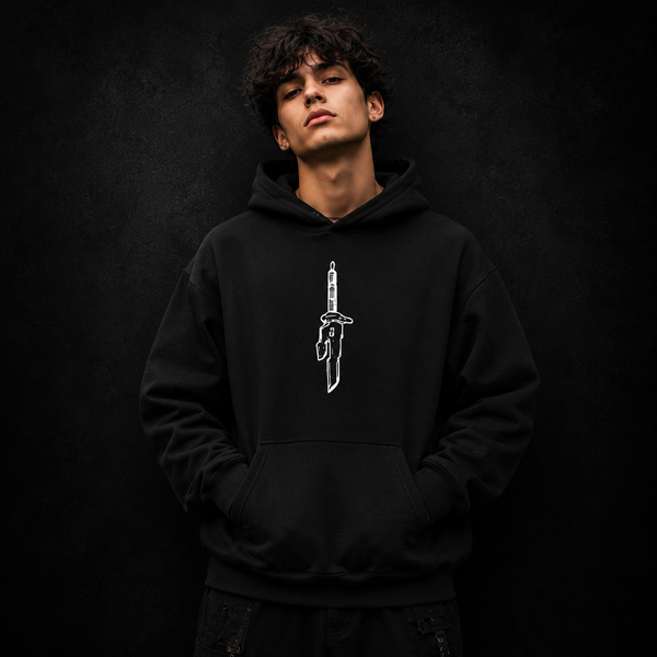 Anime Zoro Inspired Black Hoodie – Behind Graphic Sword Streetwear Pullover