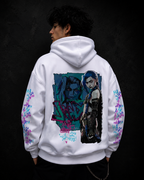 Jinx Anime Hoodie – White Cyberpunk Graphic Hoodie | Anime Streetwear Pullover