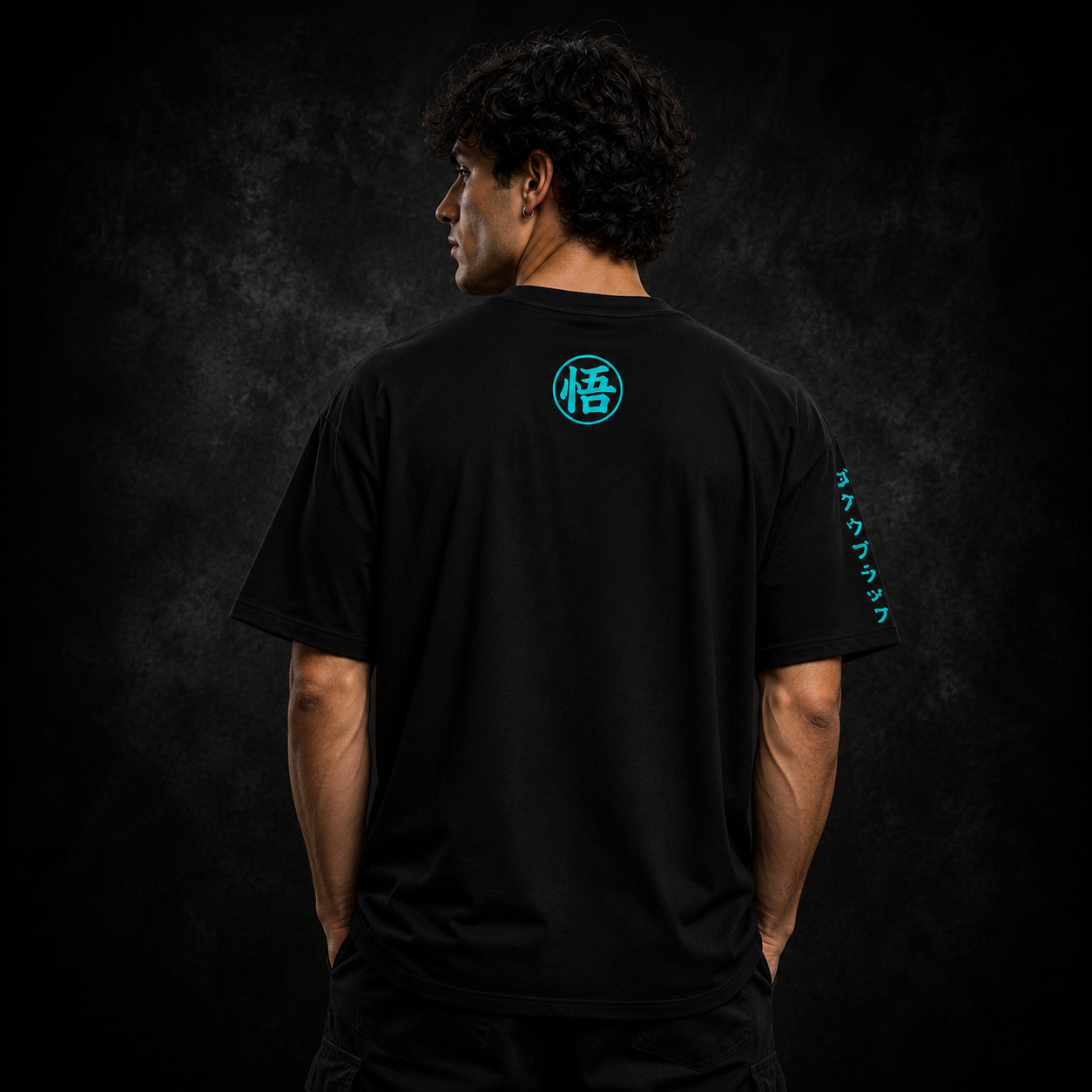 Cyan Saiyan Energy Anime Graphic T-Shirt