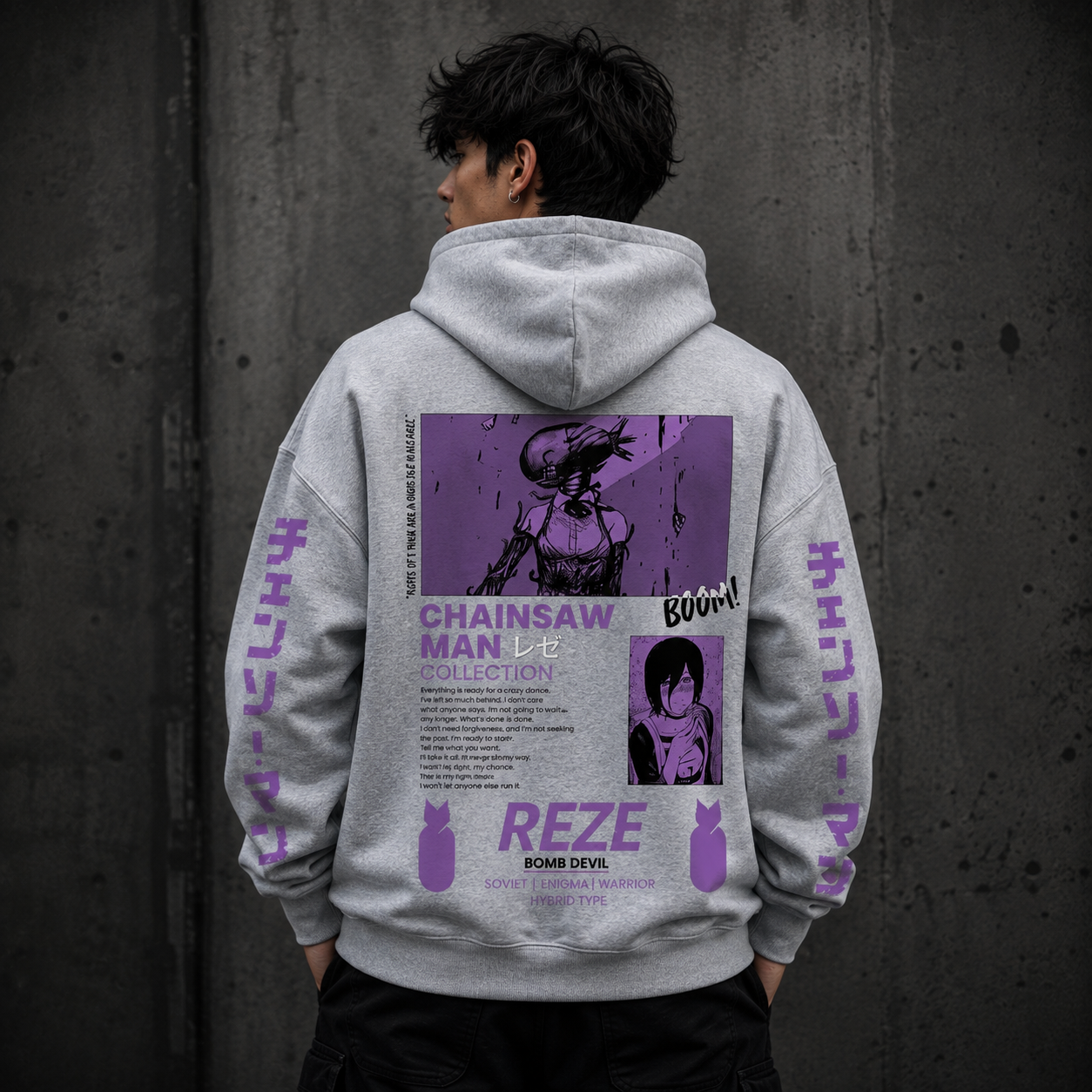 Chainsaw Man Reze Hoodie – Purple Anime Graphic Oversized Hoodie | Manga Streetwear