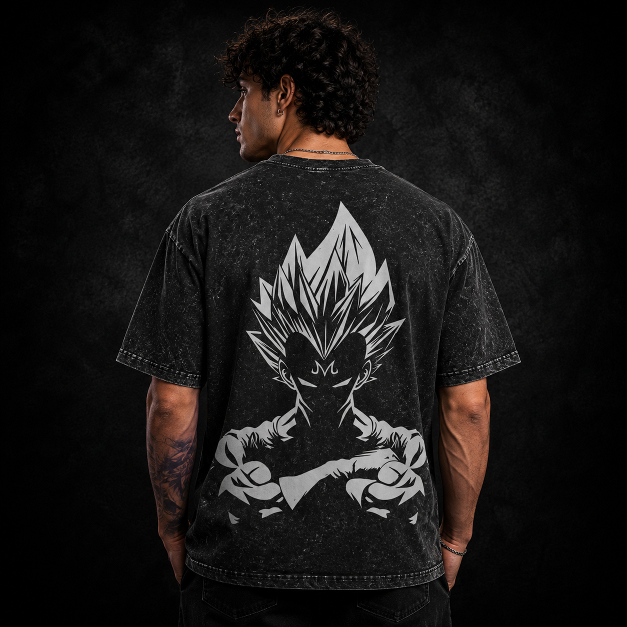 Majin Vegeta Acid Wash Anime Graphic T-Shirt