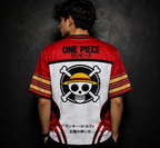 One Piece Luffy Anime Baseball Jersey – Red & White Streetwear