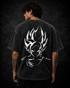Goku Black Anime Acid Wash Graphic T-Shirt
