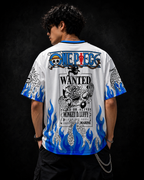 One Piece Luffy Blue Flame Anime T-Shirt