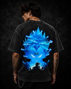 Super Saiyan Blue Vegeta Acid Wash Anime Graphic T-Shirt
