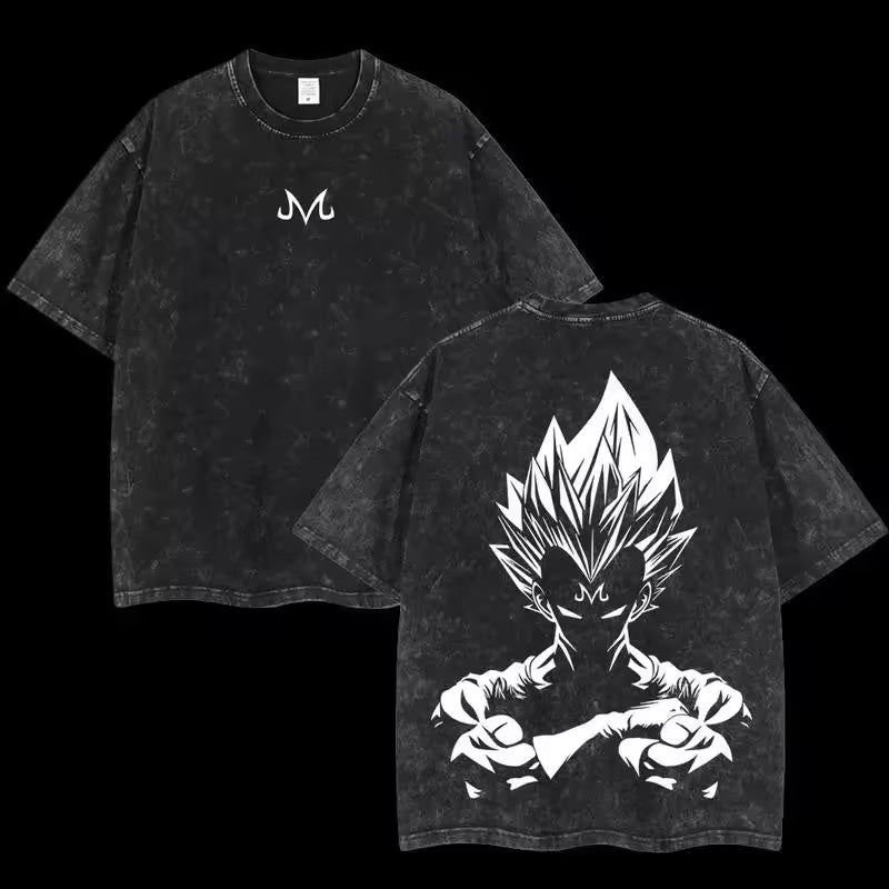 Majin Vegeta Acid Wash Anime Graphic T-Shirt