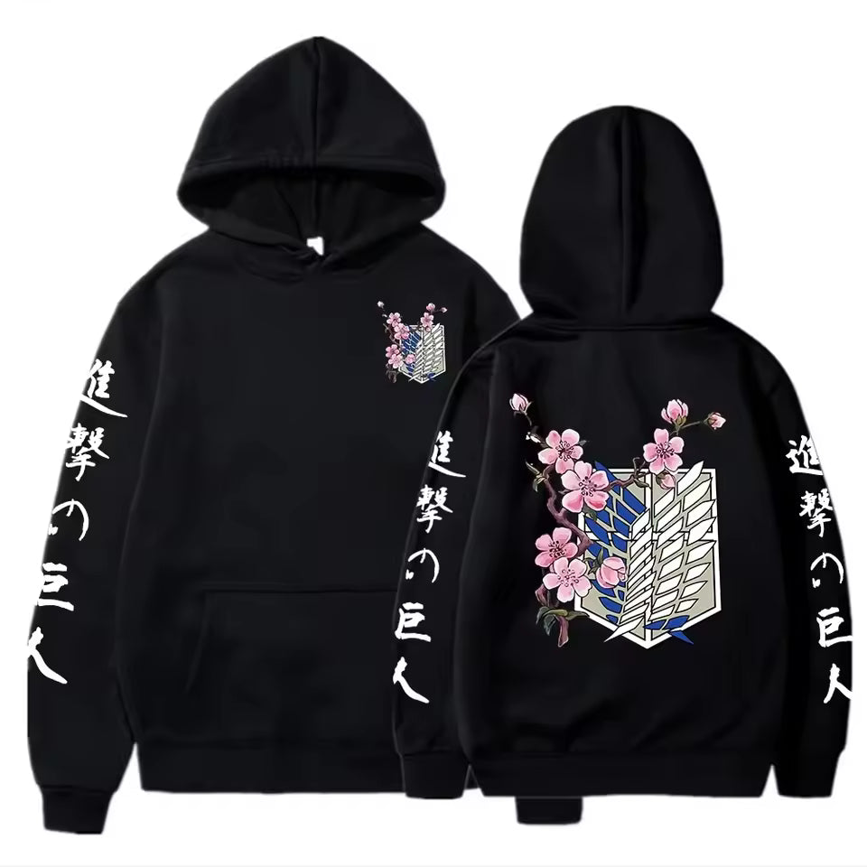 Hot Anime Attack on Titan Wings of Liberty Sakura Wings of MenSweatshirt Streetwear Print Autumn Fleece Hoodies