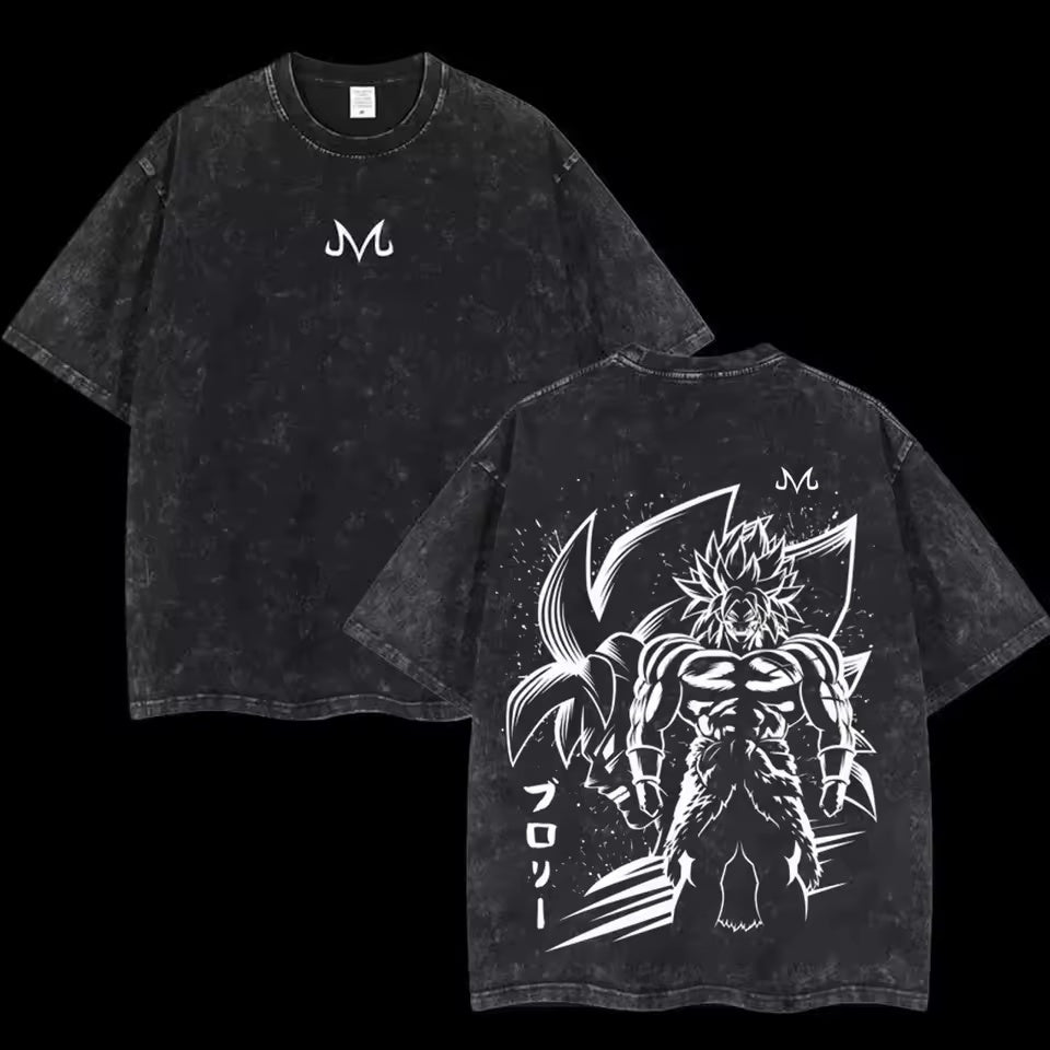 Broly Acid Wash Anime Graphic T-Shirt