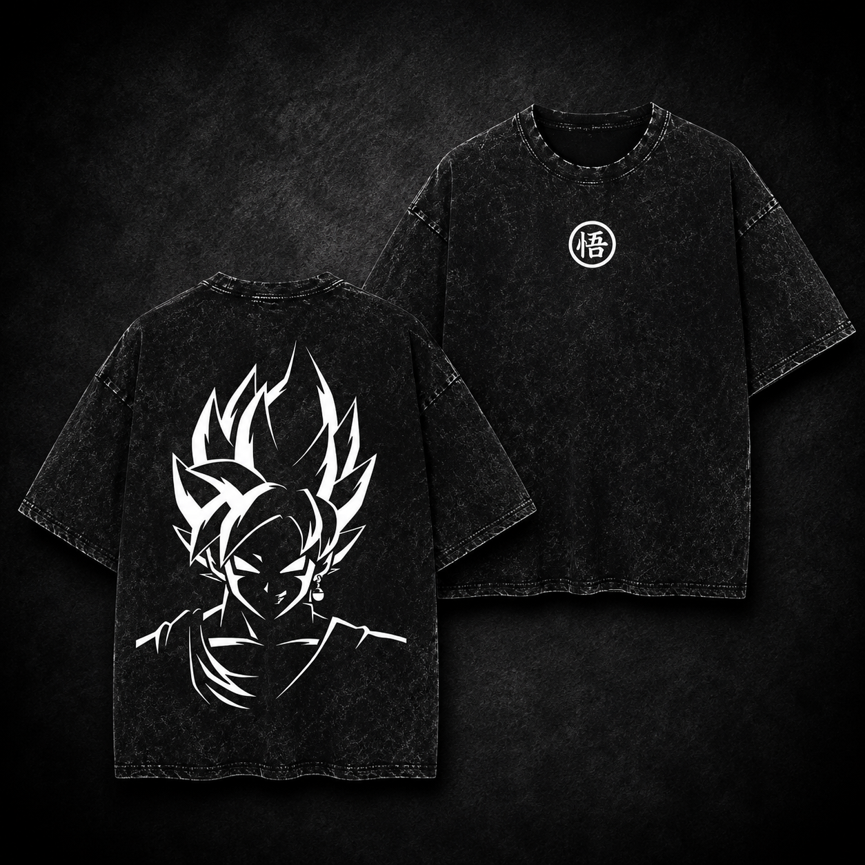 Goku Black Anime Acid Wash Graphic T-Shirt