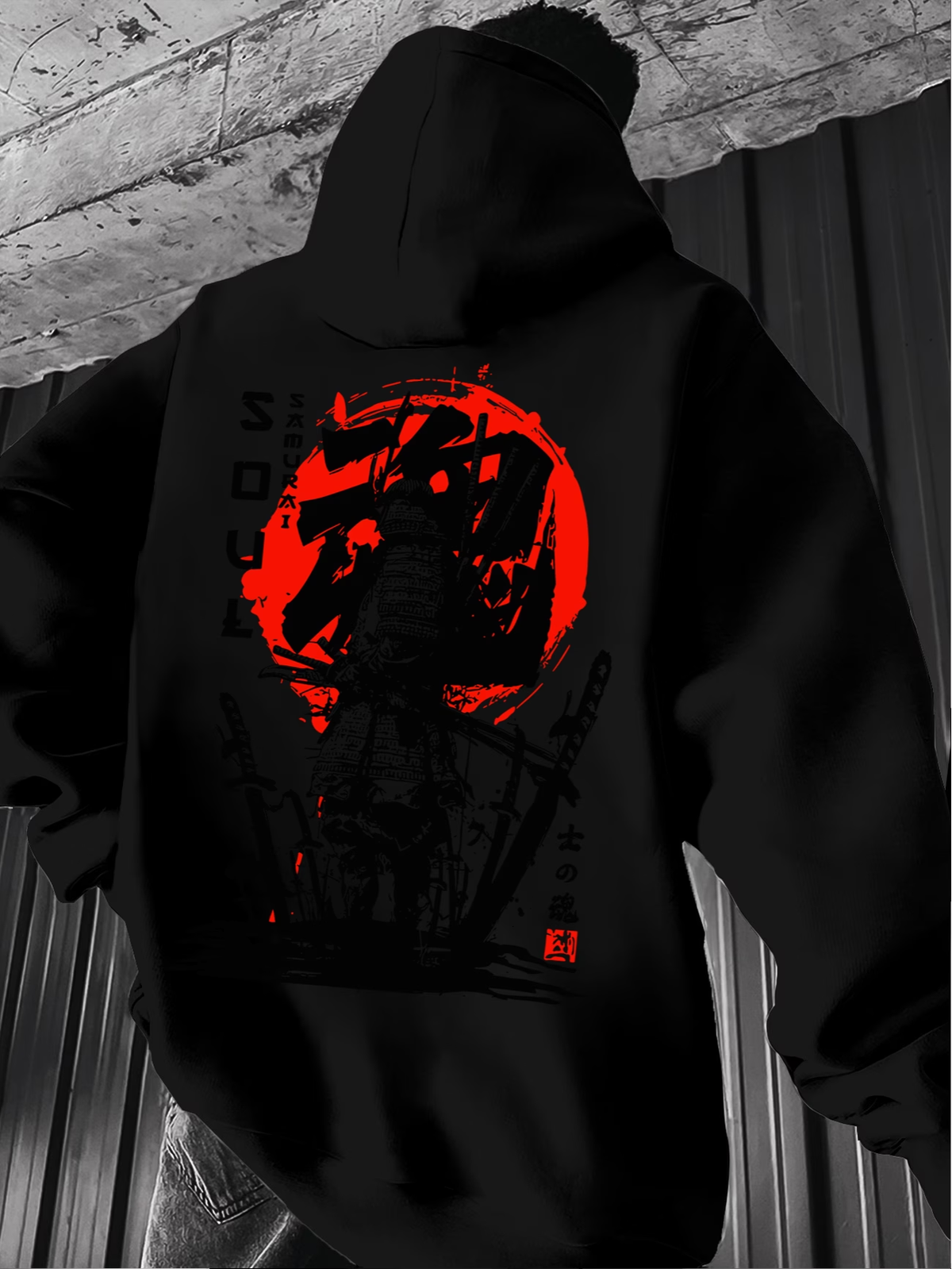 Samurai Warrior Hoodie | Japanese Sun Graphic Streetwear Pullover