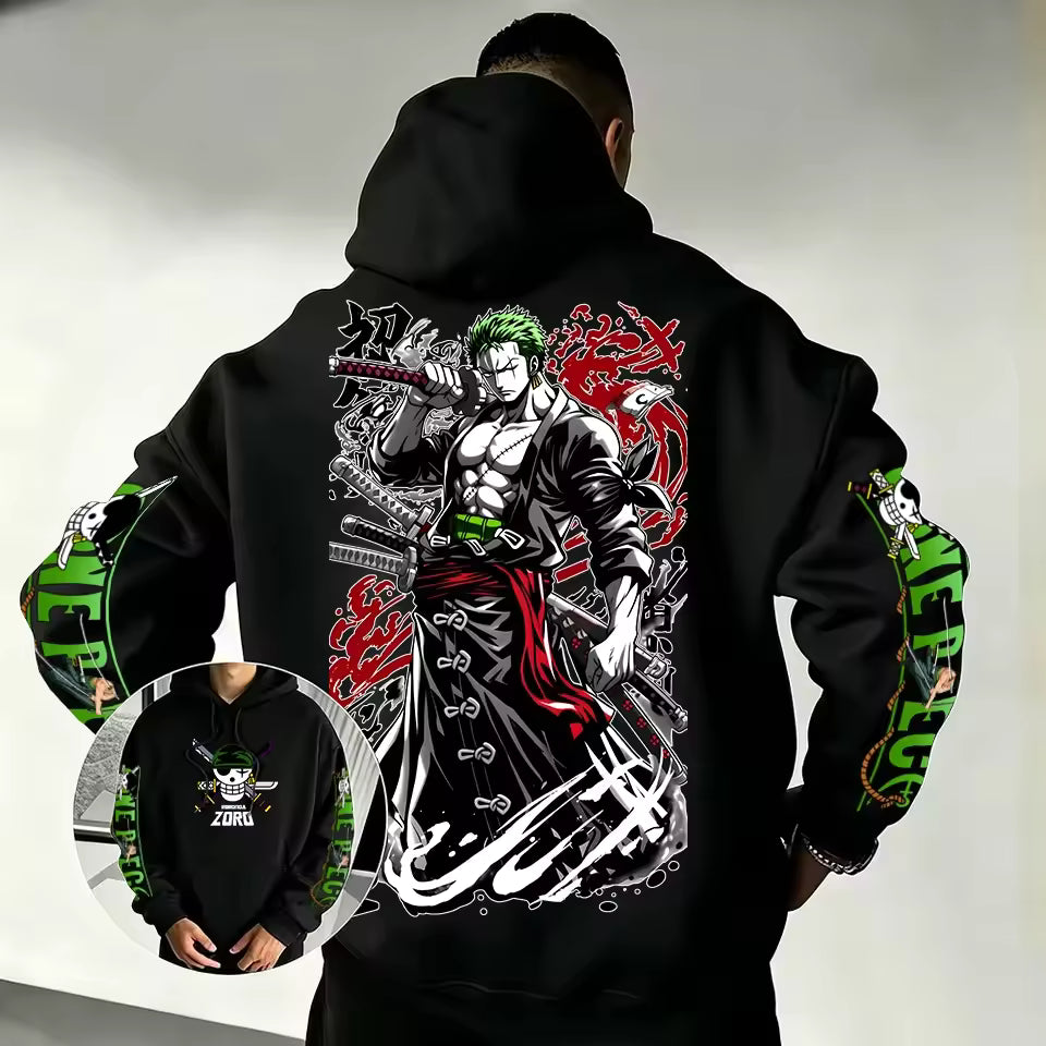 Zoro Anime Graphic Hoodie – Japanese Streetwear Pullover