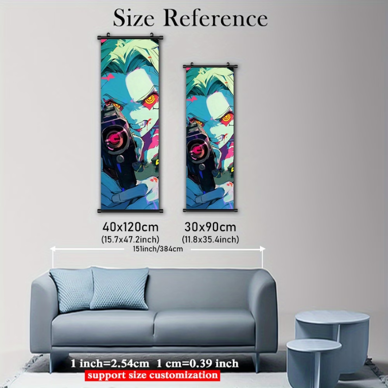 Japanese Anime Cyberpunk Wall Art, Framed Vertical Manga Poster with Plastic Frame & Hanger
