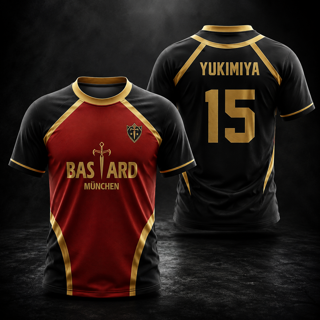 Anime Football Jersey –  Inspired Black & Red Bastard München Soccer Shirt