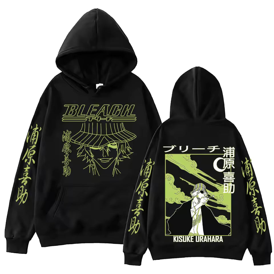 Bleach Urahara Kisuke Anime Hoodie For Men Women Pullover Tops Winter Long Sleeves Fleece Sweatshirt Manga Graphic Clothing