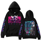 Jinx Anime Hoodie – White Cyberpunk Graphic Hoodie | Anime Streetwear Pullover