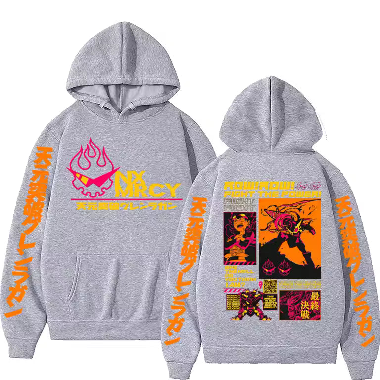Japan Anime Tengen Toppa Gurren Lagann Print Hoodies Cartoon Style Hoodies Men Women Fashion Casual Loose Sweatshirt Streetwear