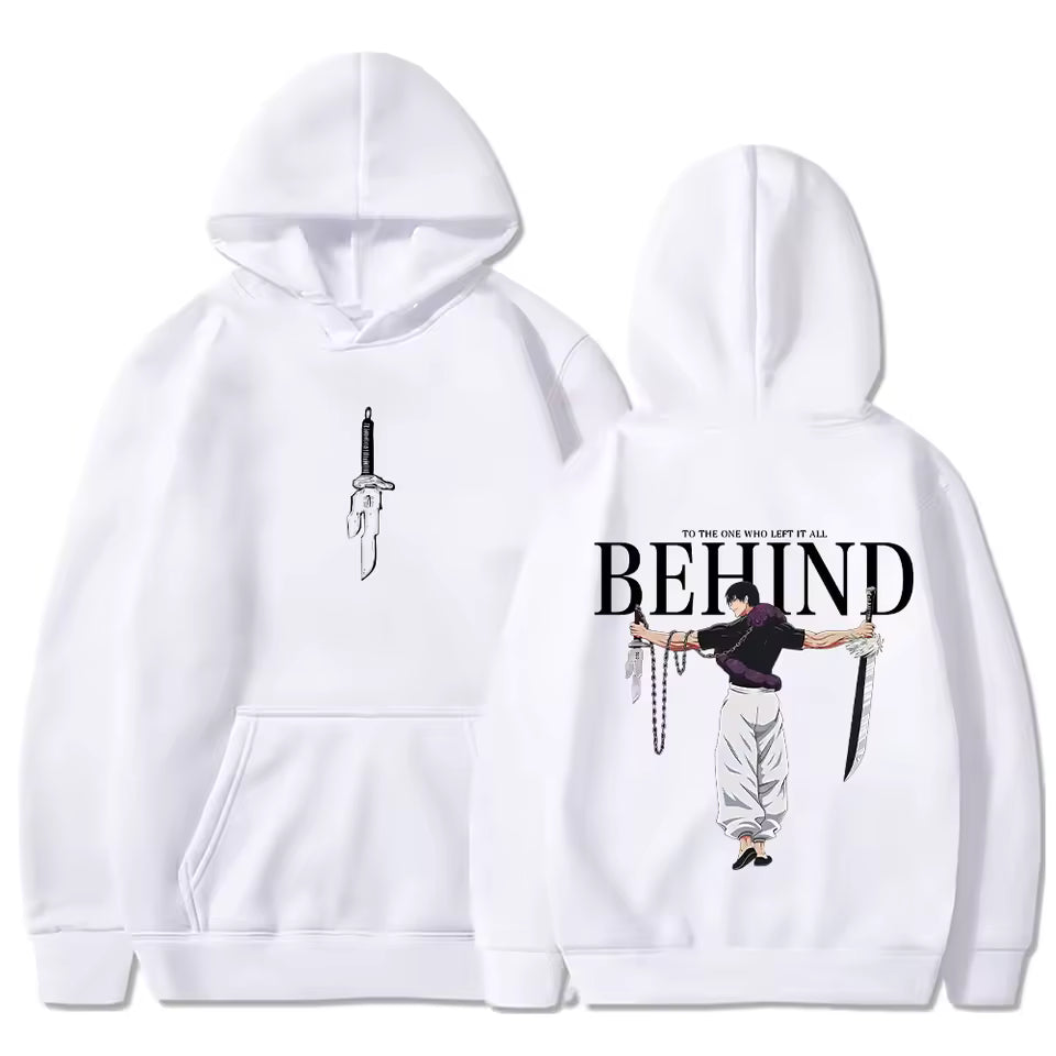 Anime Zoro Inspired Black Hoodie – Behind Graphic Sword Streetwear Pullover