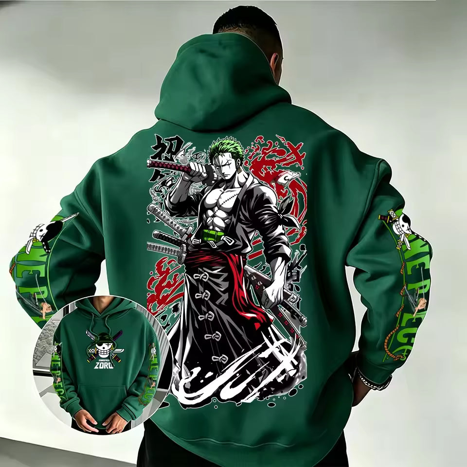 Zoro Anime Graphic Hoodie – Japanese Streetwear Pullover