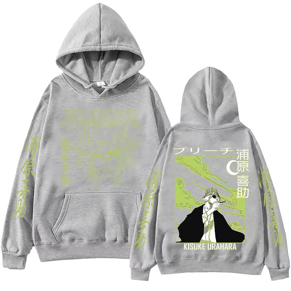 Bleach Urahara Kisuke Anime Hoodie For Men Women Pullover Tops Winter Long Sleeves Fleece Sweatshirt Manga Graphic Clothing