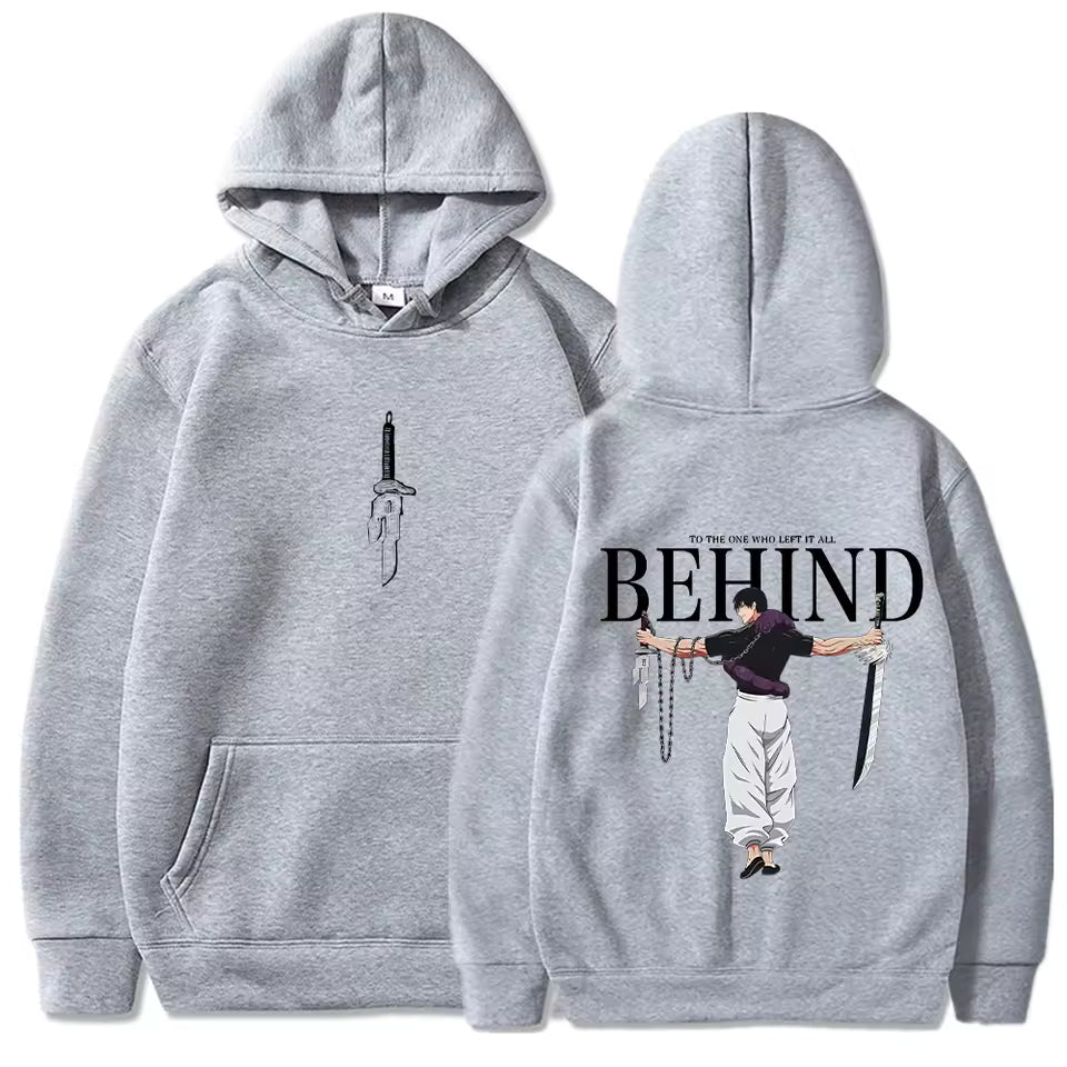 Anime Zoro Inspired Black Hoodie – Behind Graphic Sword Streetwear Pullover