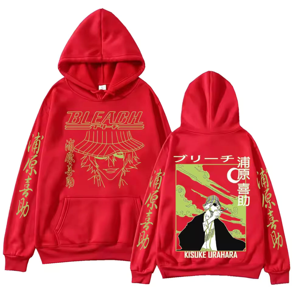 Bleach Urahara Kisuke Anime Hoodie For Men Women Pullover Tops Winter Long Sleeves Fleece Sweatshirt Manga Graphic Clothing