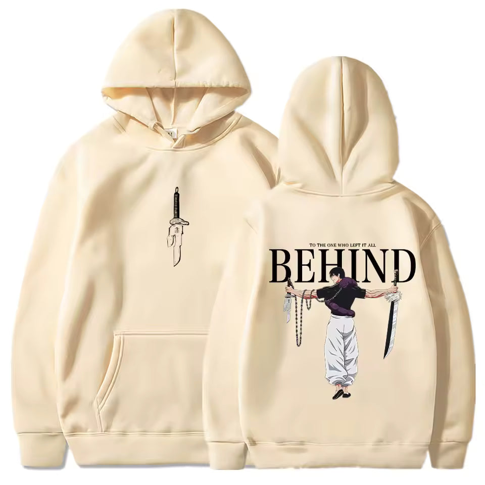 Anime Zoro Inspired Black Hoodie – Behind Graphic Sword Streetwear Pullover