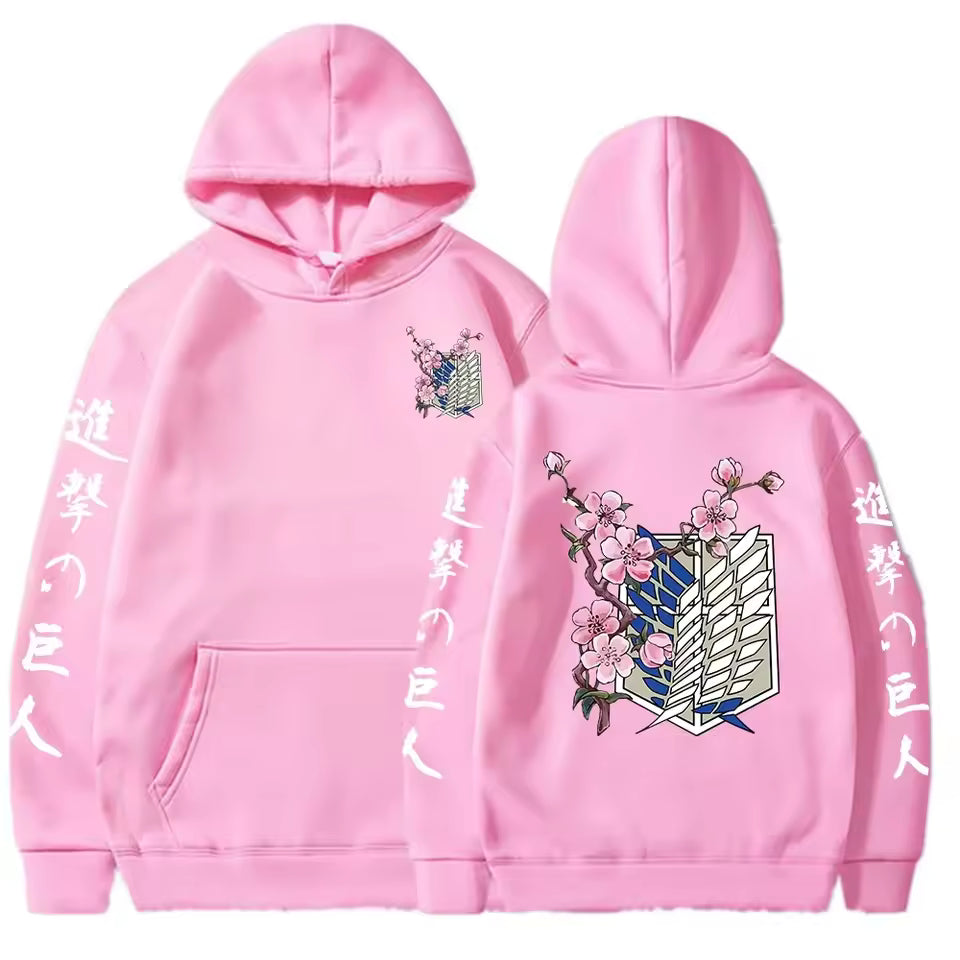Hot Anime Attack on Titan Wings of Liberty Sakura Wings of MenSweatshirt Streetwear Print Autumn Fleece Hoodies