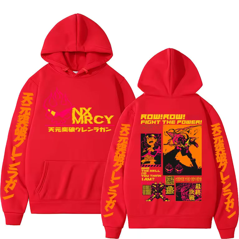 Japan Anime Tengen Toppa Gurren Lagann Print Hoodies Cartoon Style Hoodies Men Women Fashion Casual Loose Sweatshirt Streetwear