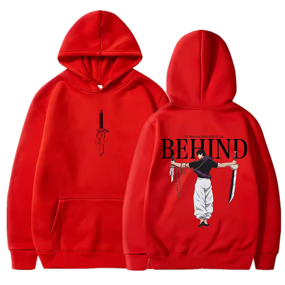 Anime Zoro Inspired Black Hoodie – Behind Graphic Sword Streetwear Pullover
