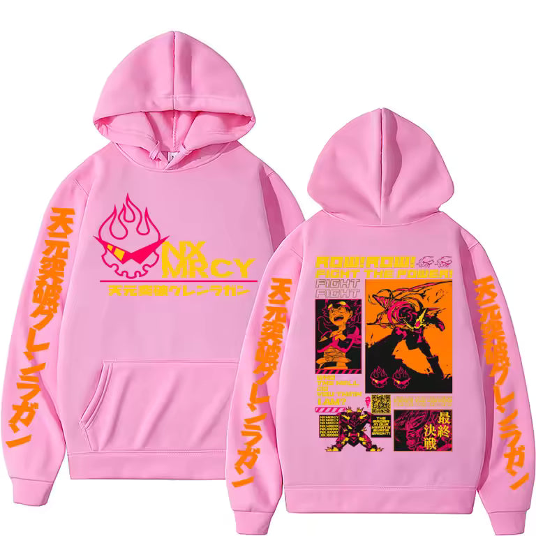 Japan Anime Tengen Toppa Gurren Lagann Print Hoodies Cartoon Style Hoodies Men Women Fashion Casual Loose Sweatshirt Streetwear