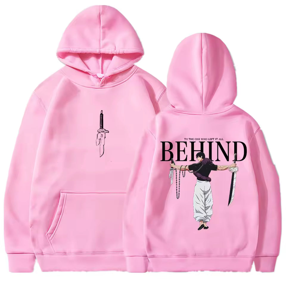 Anime Zoro Inspired Black Hoodie – Behind Graphic Sword Streetwear Pullover