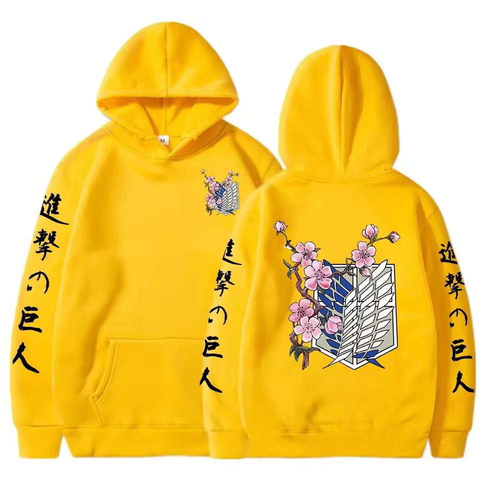 Hot Anime Attack on Titan Wings of Liberty Sakura Wings of MenSweatshirt Streetwear Print Autumn Fleece Hoodies