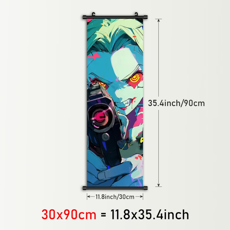 Japanese Anime Cyberpunk Wall Art, Framed Vertical Manga Poster with Plastic Frame & Hanger