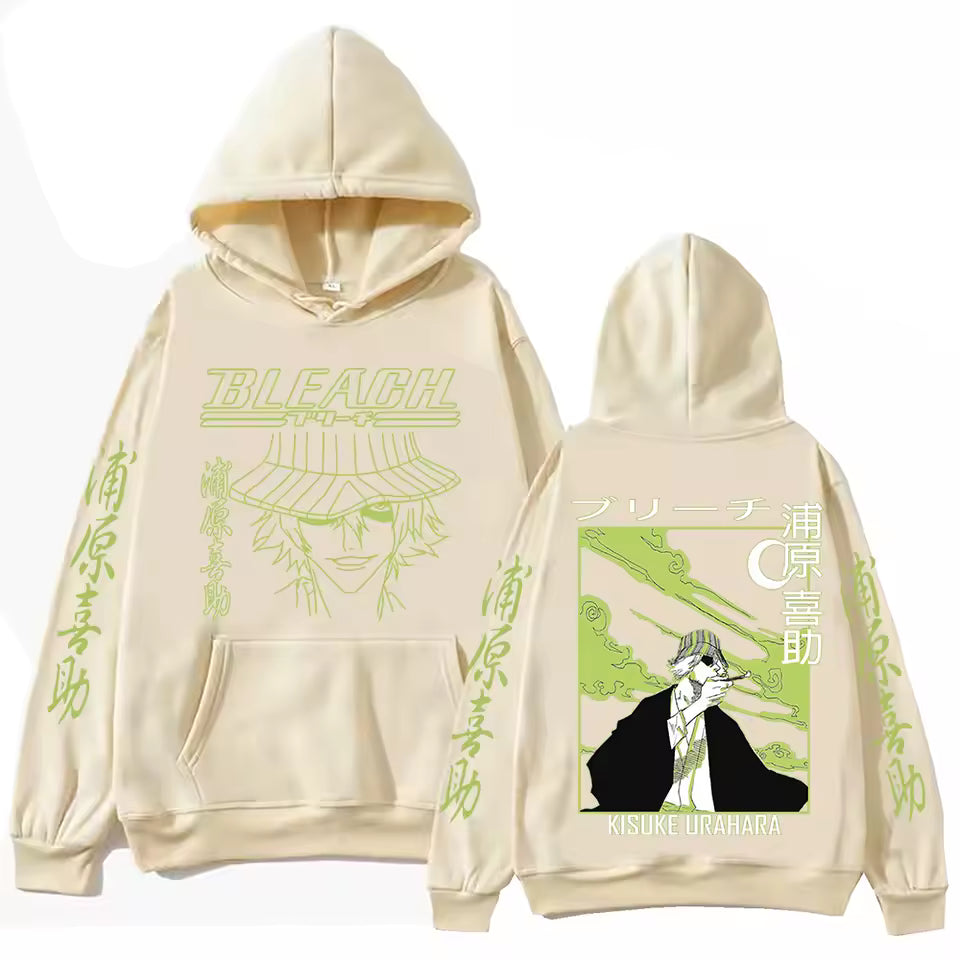 Bleach Urahara Kisuke Anime Hoodie For Men Women Pullover Tops Winter Long Sleeves Fleece Sweatshirt Manga Graphic Clothing