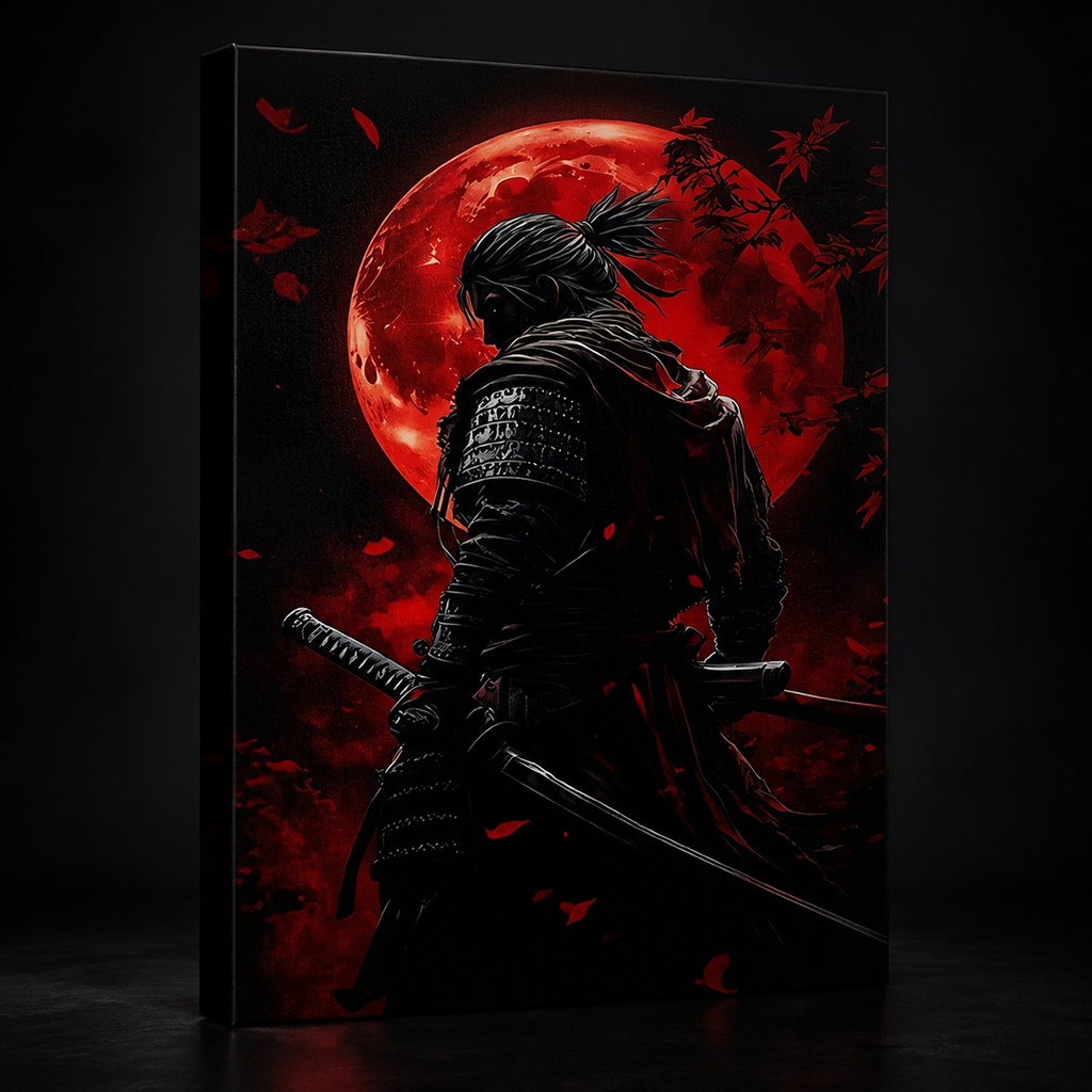 Framed Japanese Samurai Swordswoman Anime Wall Art