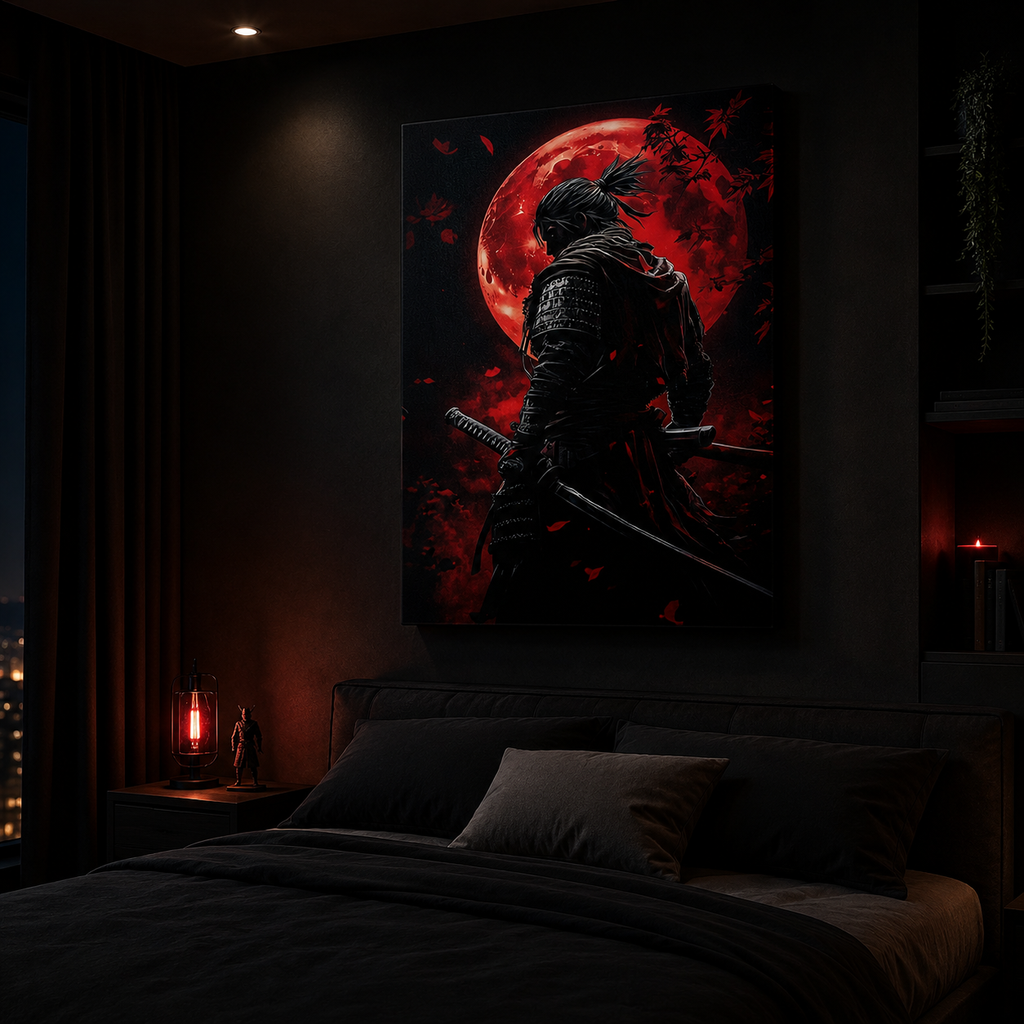 Framed Japanese Samurai Swordswoman Anime Wall Art