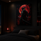Framed Japanese Samurai Swordswoman Anime Wall Art
