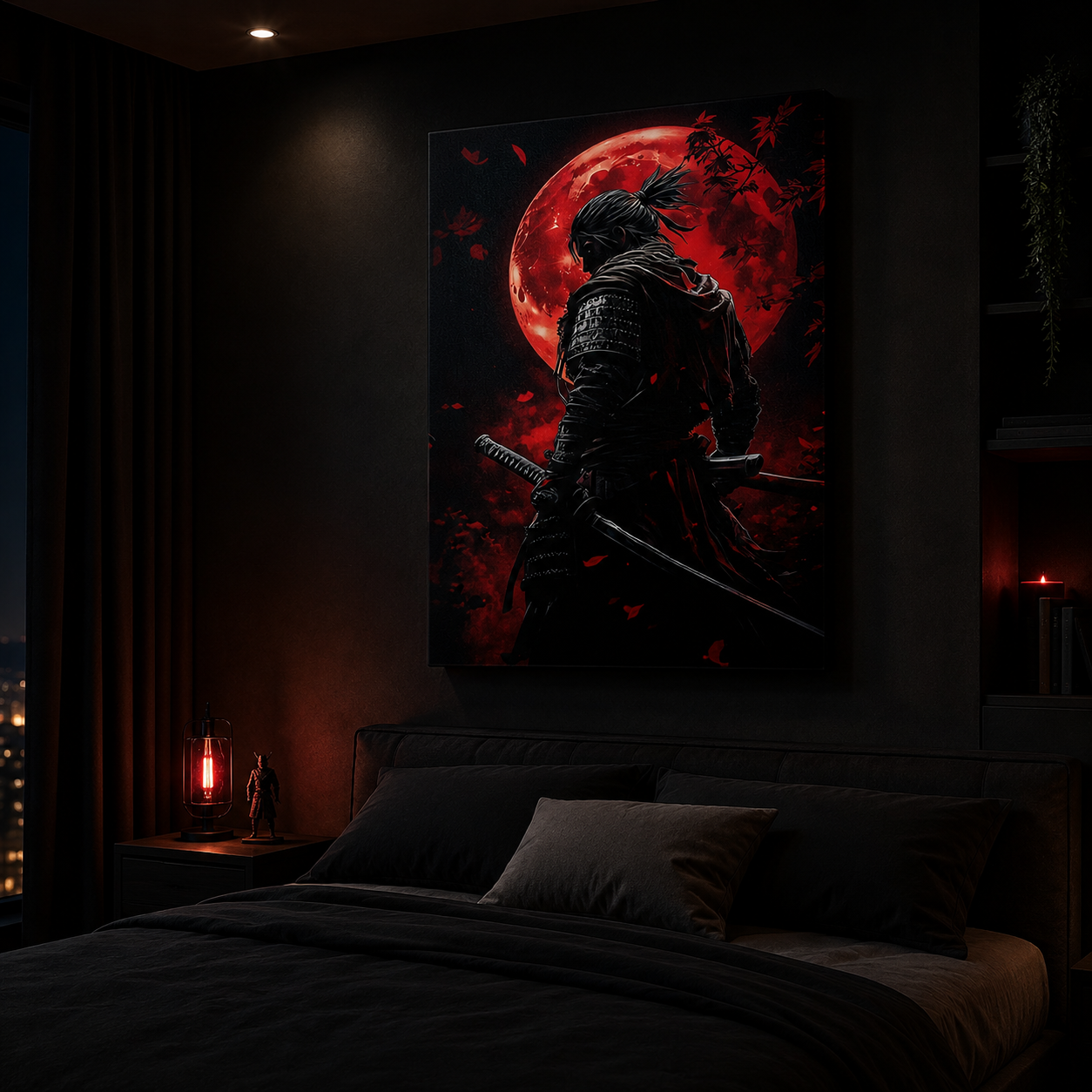 Framed Japanese Samurai Swordswoman Anime Wall Art