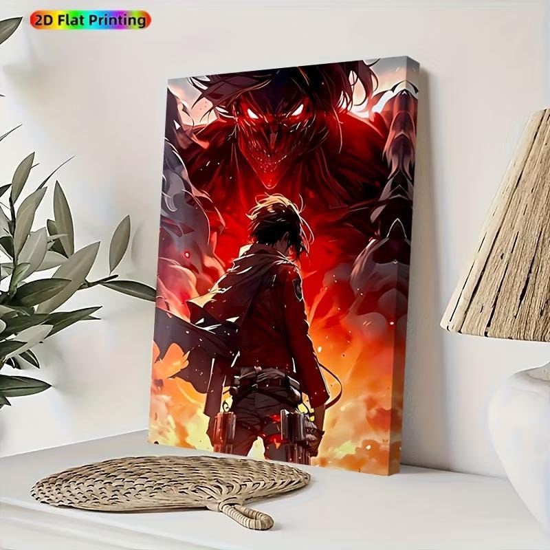 Captivating Anime Poster Theme Canvas Wall Art OF Eren yeager